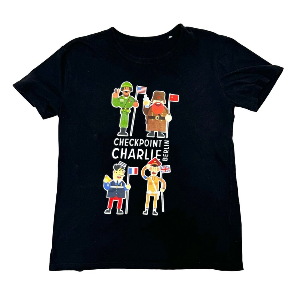Mauer Museum “Checkpoint Charlie Berlin” Black Tee Shirt Womens Size L/XL